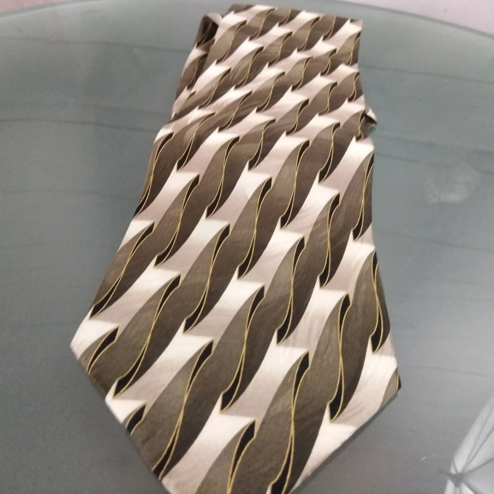 Mosaic 100% Silk Tie Neutral Colors 60" x 4"
